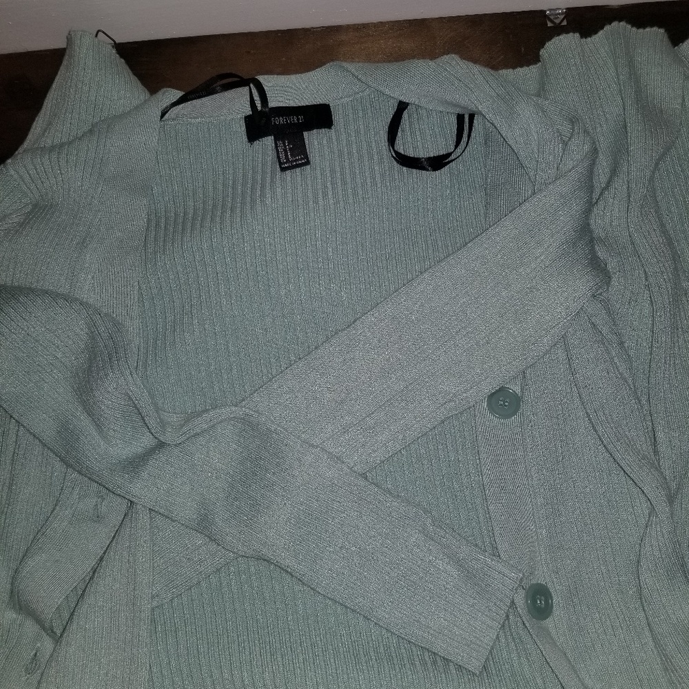 Long Light Teal Cardigan From Forever 21